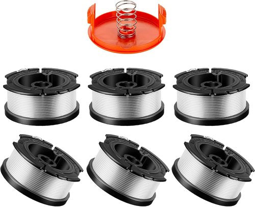 Black and Decker AF-100 Weed Eater Spool - 30ft Replacement AFS Automatic Feed Spool (6 Spools, 1 Cap, 1 Spring)