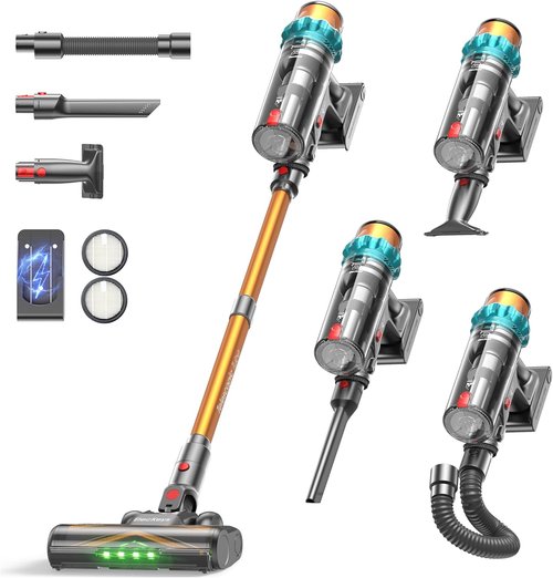 ElecKeys Cordless Vacuum Cleaner - 600W, 50KPA Suction Power, 70 Mins Runtime | Lightweight & Anti-Tangle Design for Home & Car