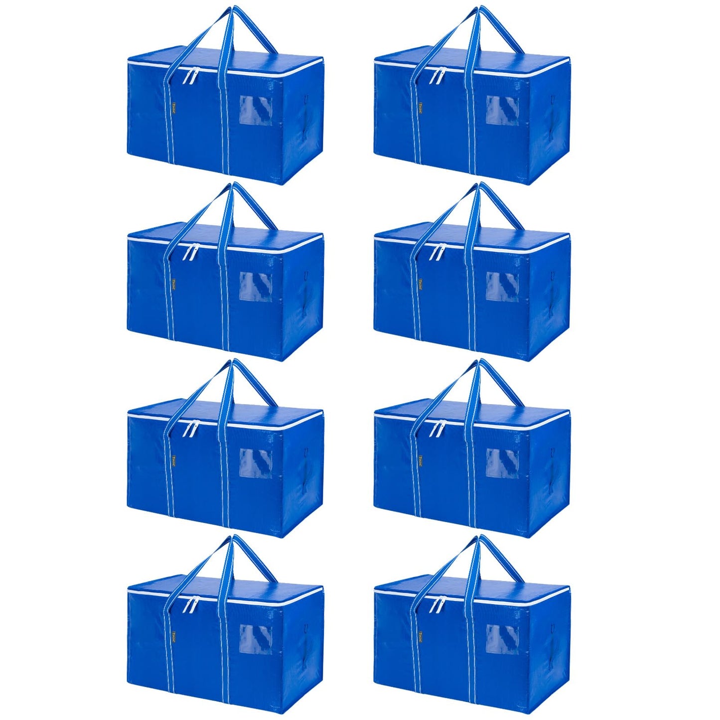 BALEINE 8-Pack Oversized Moving Bags with Reinforced Handles, Heavy-Duty Storage Tote for Clothes, Moving Supplies (Royal Blue, 8-Pack)