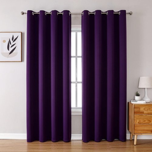 ChrisDowa Blackout Curtains - Thermal Insulated Room Darkening Panels | 90 Inches Long, Royal Purple, 2-Pack
