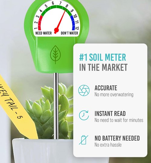 GROWIT Plant Moisture Meter - Accurate Watering Indicator for Healthy Plants - 26cm, No Battery Required