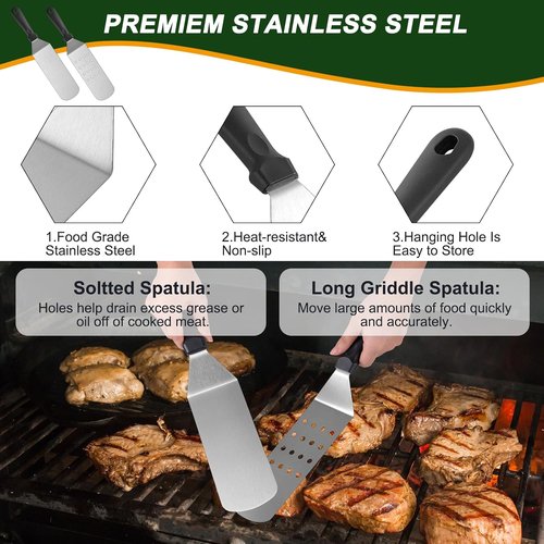 Blackstone 139PCS Griddle Accessories Set - Premium Flat Top Grill Tools with Metal Spatula & Basting Cover