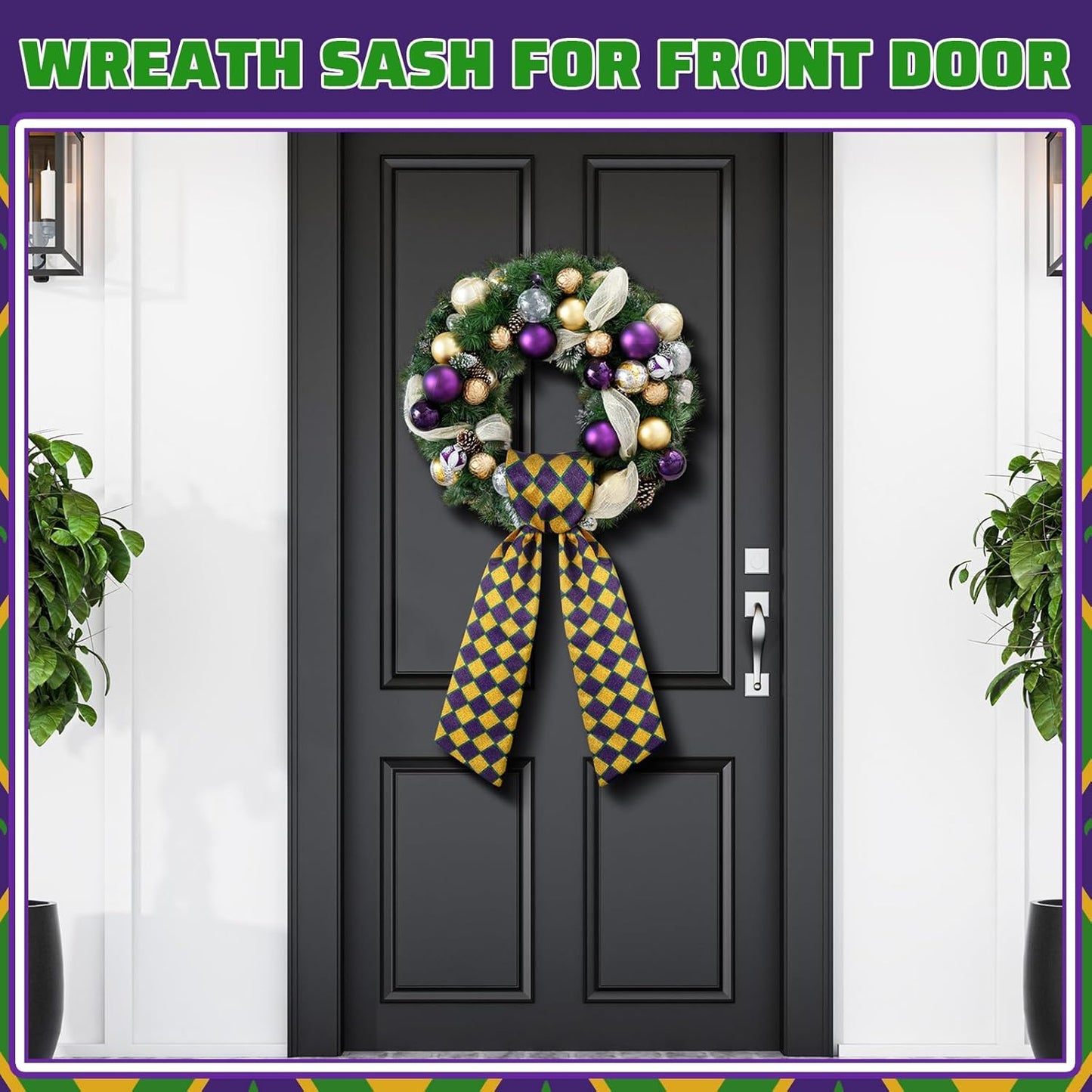 VitalCozy Carnival Wreath Sash - Elegant Satin Ribbon for Monogrammed Decor | Indoor/Outdoor Use
