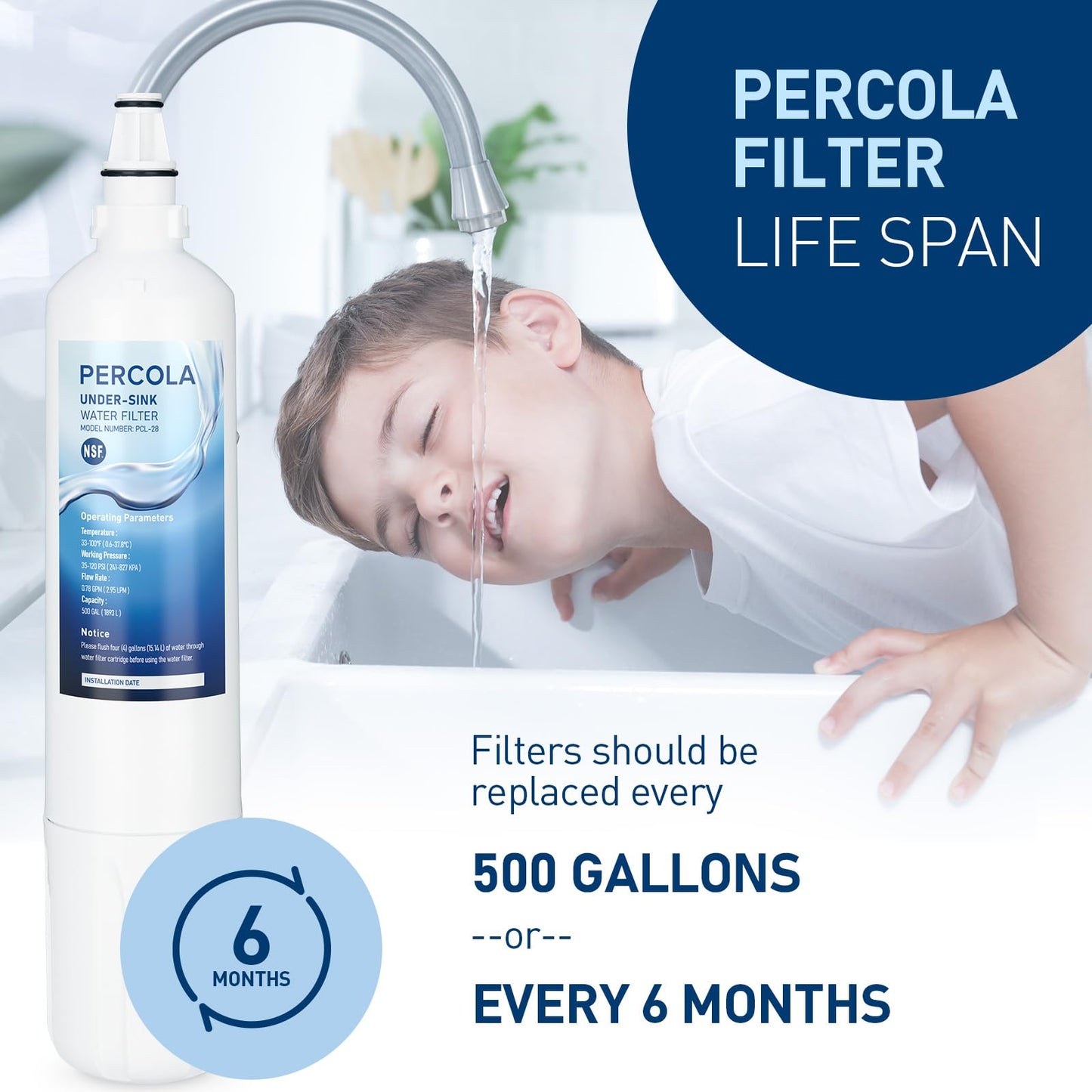 PERCOLA AP Easy C-Complete/Model A/C Under Sink Water Filter, Compatible with 3M® Aqua-Pure® AP Easy Complete System/USF-A/C Under Sink Filtration System 500 Gallons top(3 Pack)