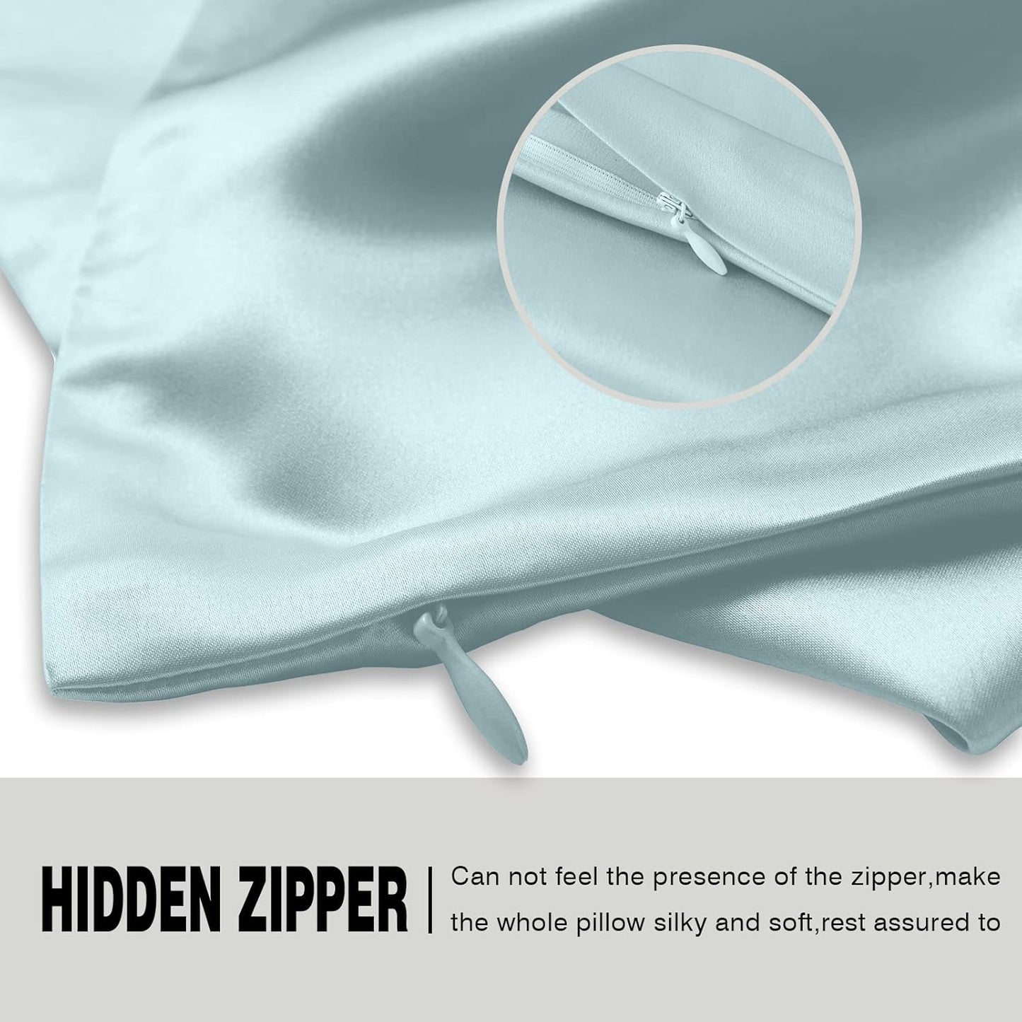 Mulberry Silk Pillowcase - Soft & Breathable for Hair and Skin | Standard Size 20" x 26" (Haze Blue)