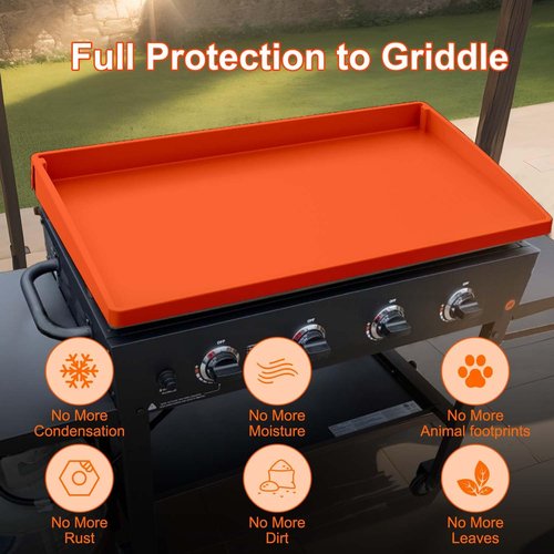 BANGIE 17" Silicone Griddle Mat - UV-Resistant & Anti-Warping Cover for Blackstone Grill (Orange)