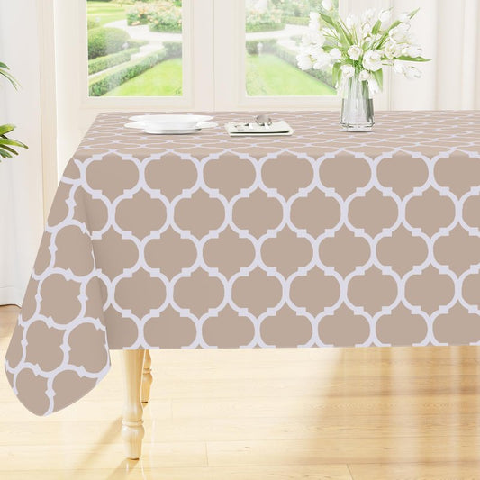 Smiry Rectangle Table Cloth, Waterproof Vinyl Tablecloths with Flannel Backing for Rectangle Tables, Wipeable Spillproof Plastic Tablecloth for Dining, Camping, Indoor and Outdoor (60"x84", Khaki)