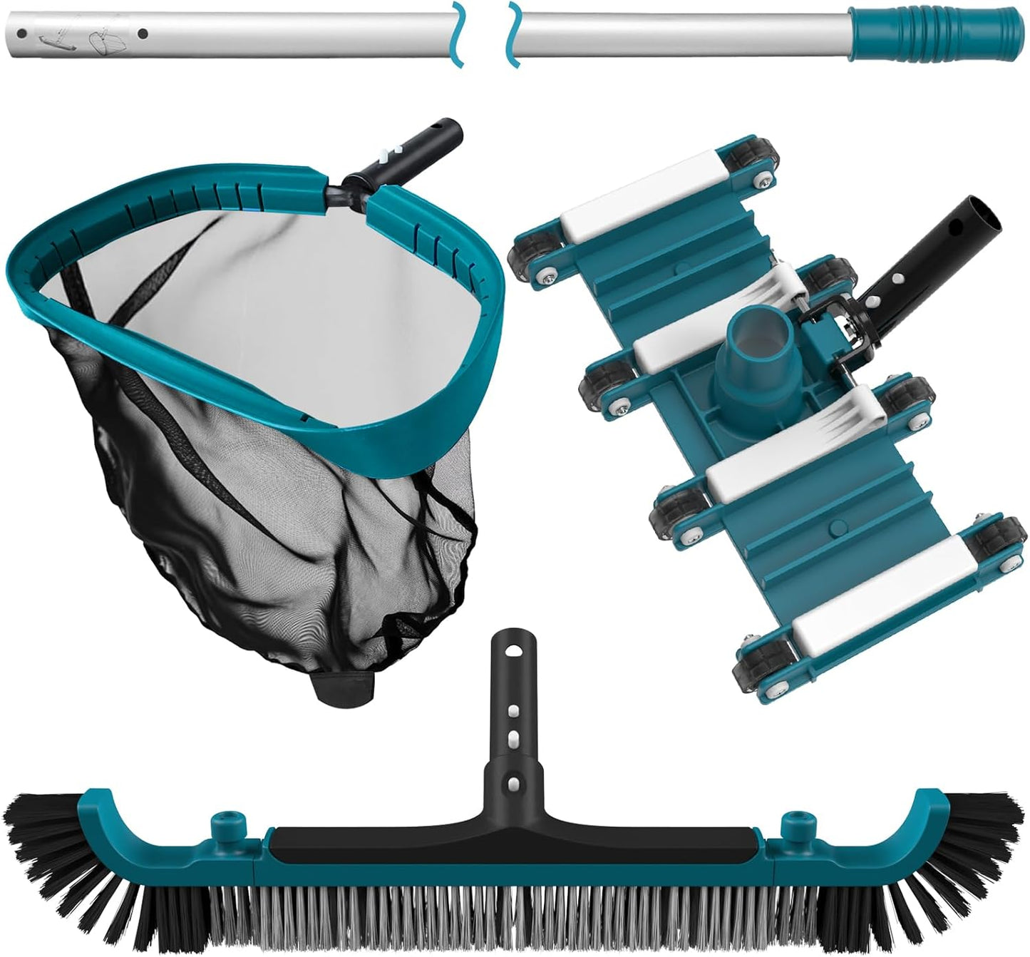 Skiennix Deluxe Swimming Pool Cleaning Kit - Net, Vacuum Head & 13Ft Pole for Inground & Above Ground Pools