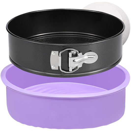 Springform Pan 9 Inch Nonstick Cheesecake Pan with Protector, Leakproof Spring Form Pan for Cheesecake, Round Cheese Cake Pans for Baking, 9 Inch Springform Cake Pan with 50Pcs Parchment Paper
