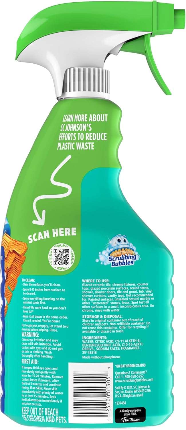 Scrubbing Bubbles Bathroom Cleaner - Bleach-Free Foaming Formula for Fast Limescale Removal | 32oz Spray