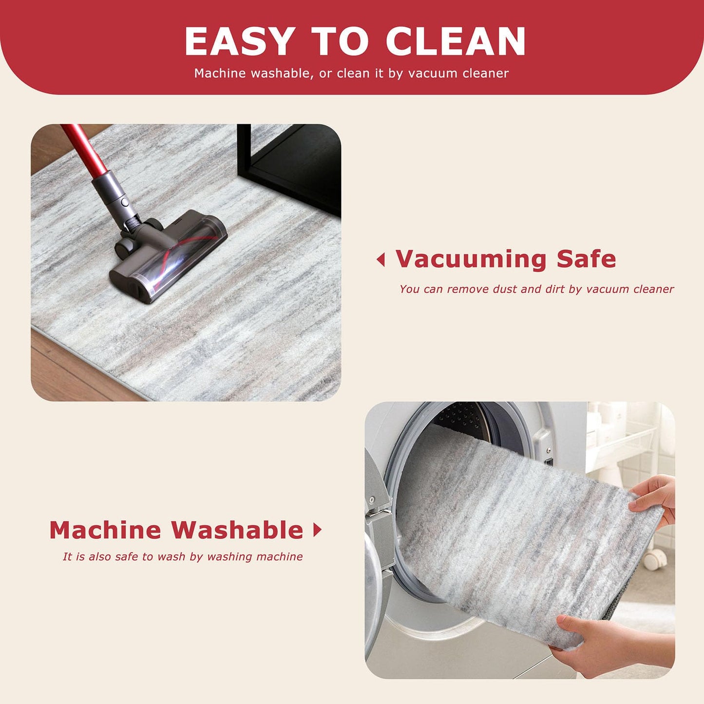 KOZYFLY 4x6 Area Rug Modern Ombre Bedroom Rug, Washable Non-Slip Soft Striped Living Room Rug, Print Distressed Grey-Blue Abstract Carpet for Laundry Nursery