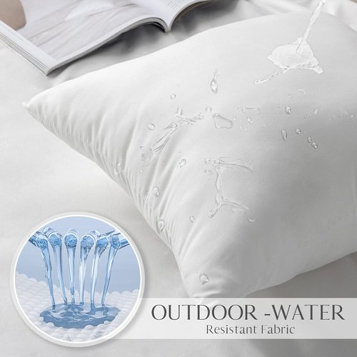 Ashler Outdoor Pillows - Waterproof Hypoallergenic Throw Pillow Inserts | Set of 4, 18 x 18 Inches
