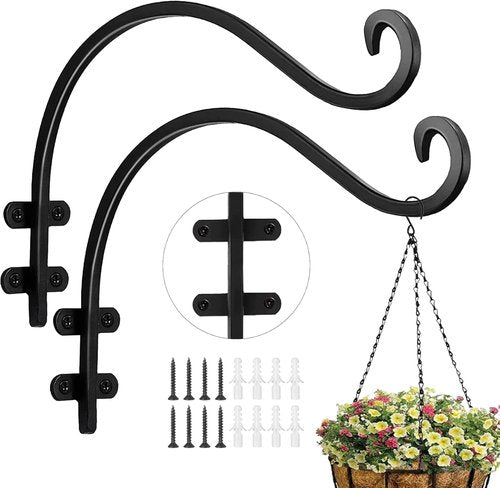 Heavy-Duty 12 Inch Hanging Basket Hook by [Brand Name] - Ideal for Bird Feeders & Wind Chimes | 2-Pack
