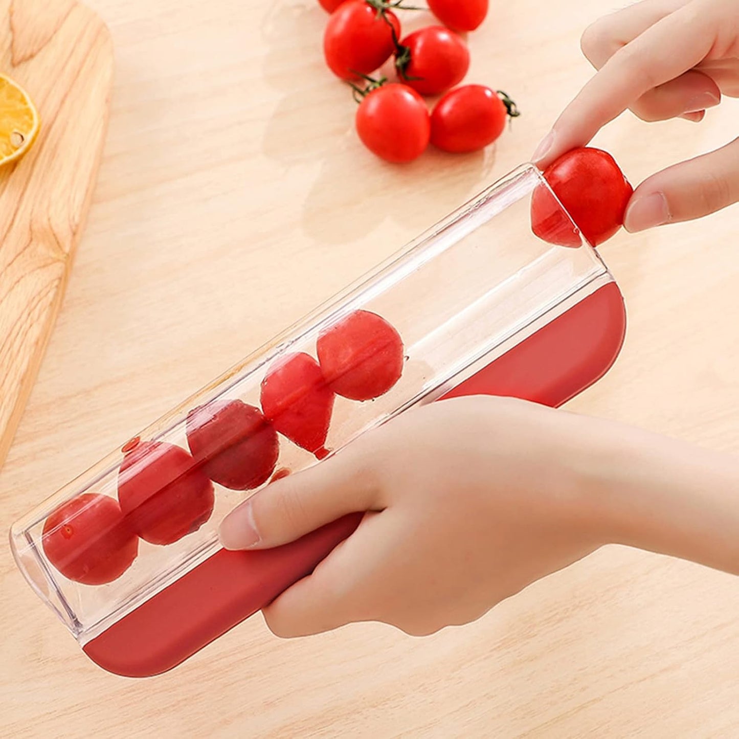 Tomato Slicer - Multi-Function Grape Cutter & Small Fruit Slicer | Green Kitchen Accessory