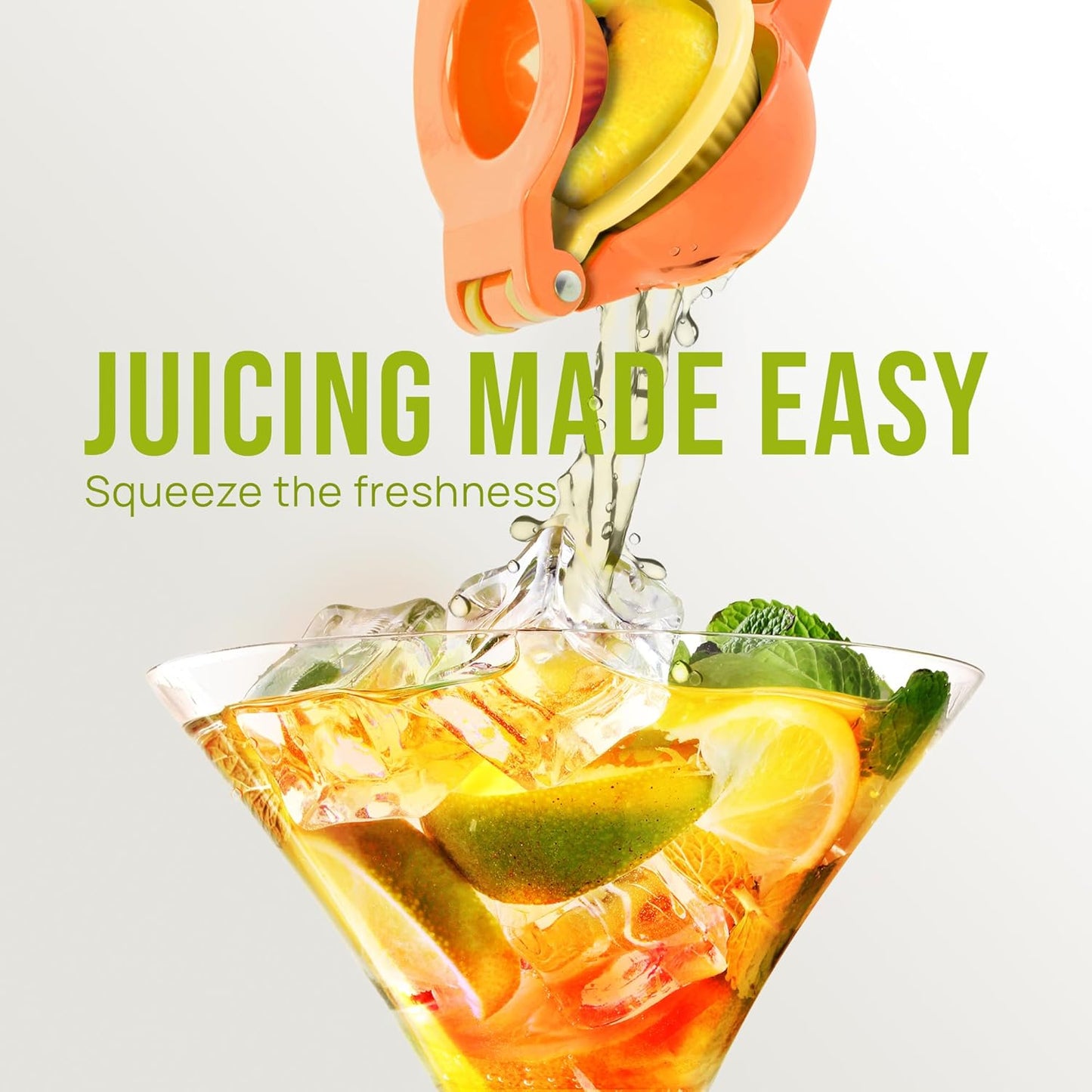 Zulay Kitchen 2-in-1 Lemon Squeezer - Sturdy Hand Juicer for Maximum Juice Extraction | Easy-Clean Citrus Juicer - Orange/Yellow