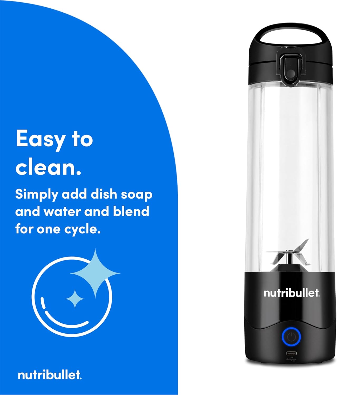 Nutribullet Portable Blender - Cordless 20oz Personal Blender | USB-C Rechargeable, Black