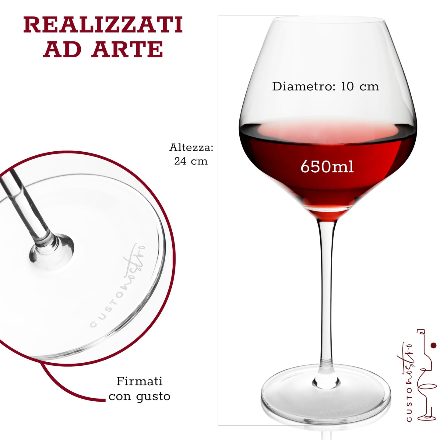 Gusto Nostro Crystal Wine Glasses Set of 4, 22 Oz Long Stem Modern Wine Glasses for White and Red Wine, Dishwasher Safe, Fancy, Elegant, Large and Tall Wine Glass for Wedding Christmas Anniversary