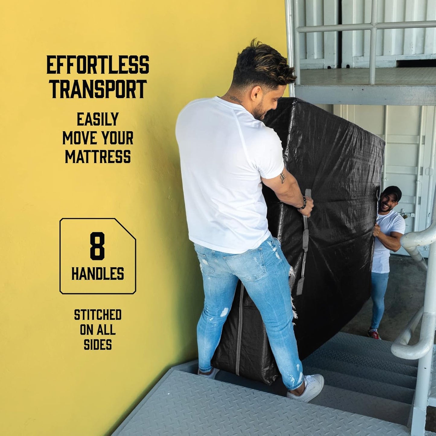 Mattress Bags for Moving - Extra-Thick Full XL with 8 Handles | Reusable Zippered Storage Cover - 2 Pack