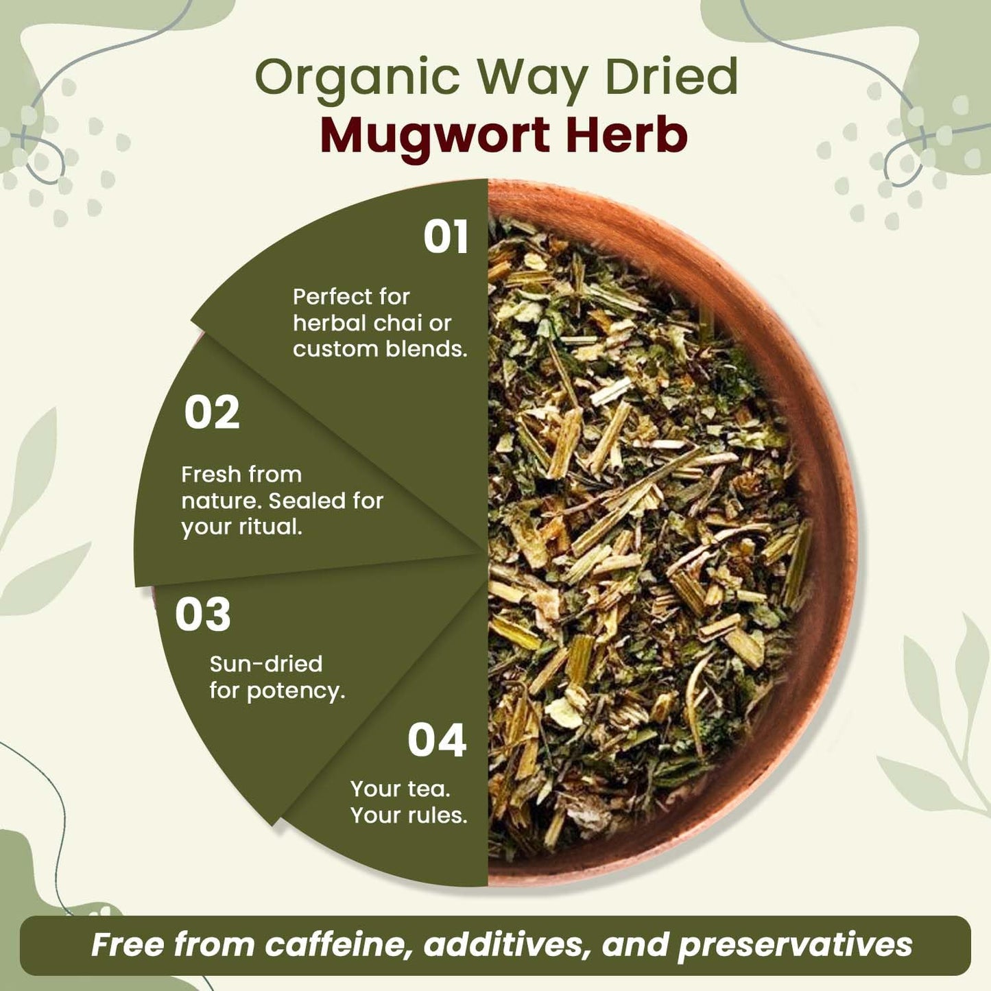 Organic Way Mugwort Herb Loose Leaf Cut & Sifted (Artemisia Vulgaris) Herbal Tea | Kosher & USDA Certified | Vegan, Non-GMO & Gluten Free | Raw from Albania (16 Ounce (pack of 1))