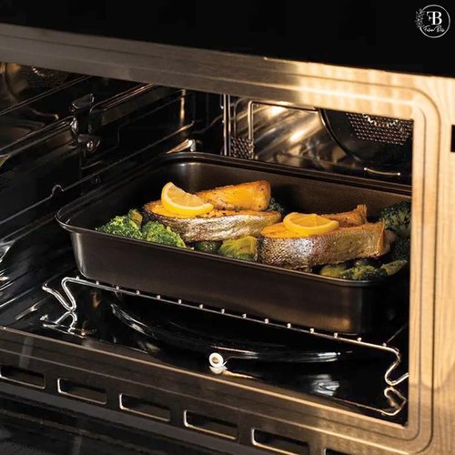 Fusion Bliss Nonstick Baking Sheets Set – 3-Piece Heavy Duty Carbon Steel Oven Pans for Roasting & Cookie Baking – Deep Rimmed Cookie Sheet Pan Set – Kitchen Cookware Essentials