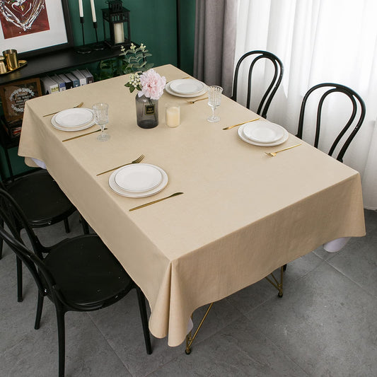 LIBERECOO Vinyl Tablecloth with Flannel Backing, Champagne, Waterproof, Stain-Resistant, Easy-Clean Table Cover for Dining, Kitchen, and Outdoor Use, 60" x 102" Rectangle