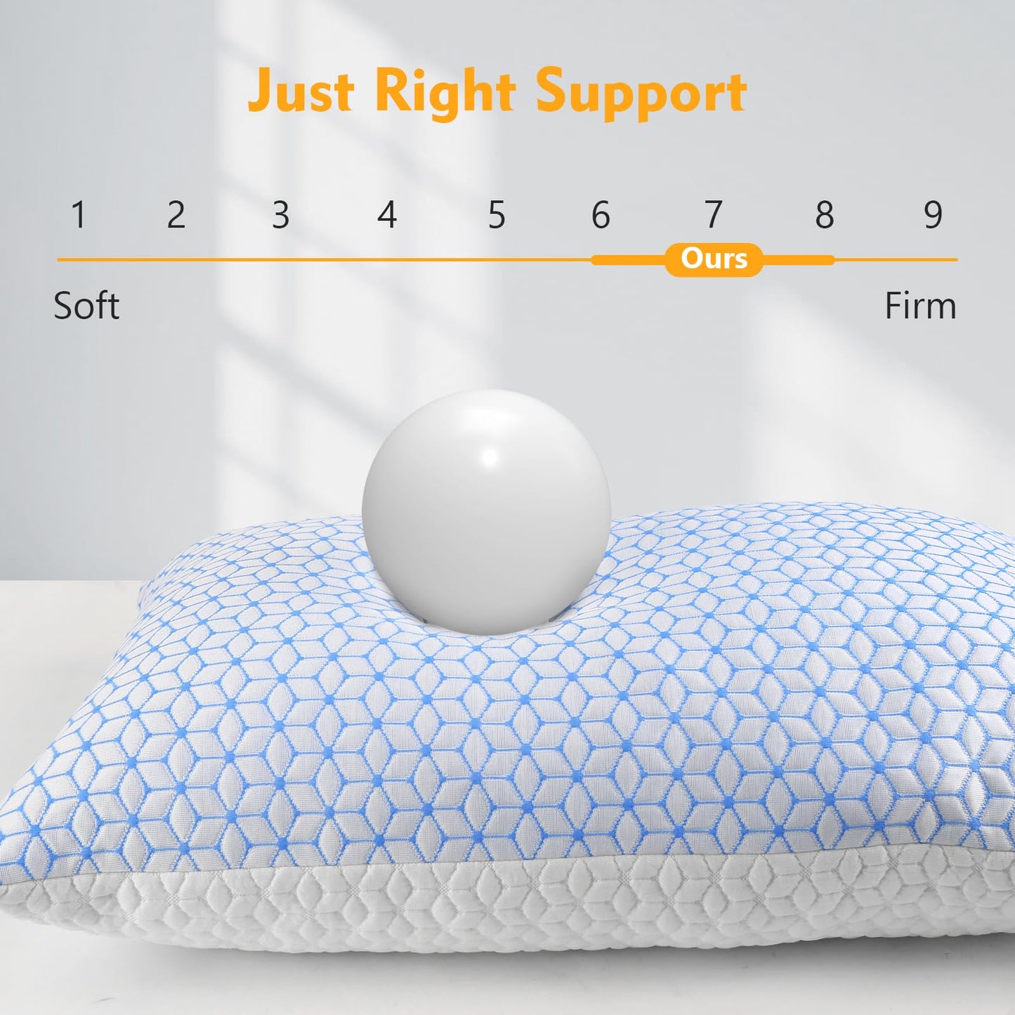 Love Attitude Shredded Memory Foam Pillows King Size Set of 2, Cooling Pillow Firm and Soft Adjustable for Side Back Stomach Sleepers