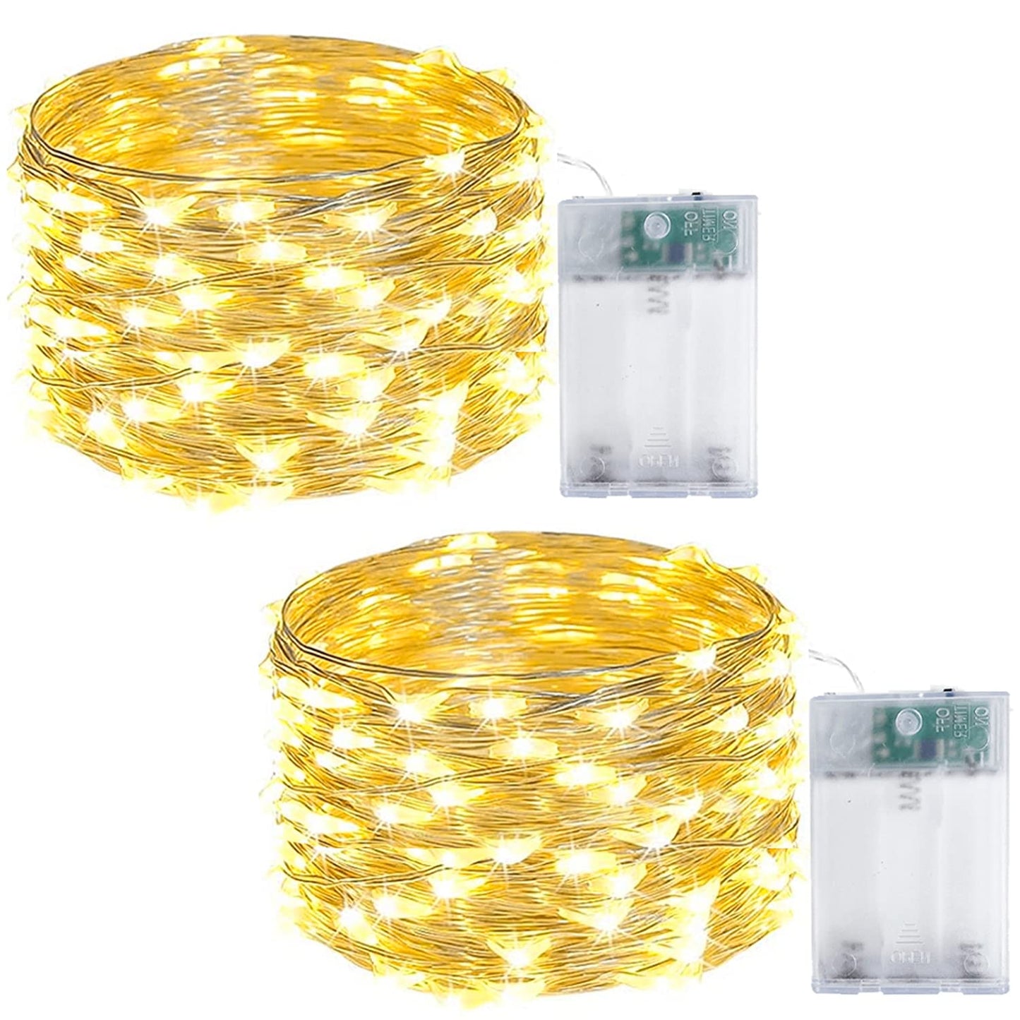2-Pack Fairy Lights Battery Operated with Timer, Waterproof 16FT 50 LED String Lights Indoor Outdoor, Cuttable Starry Fairy Lights for Christmas Home Bedroom Wedding DIY Centerpiece Decor (Warm White)