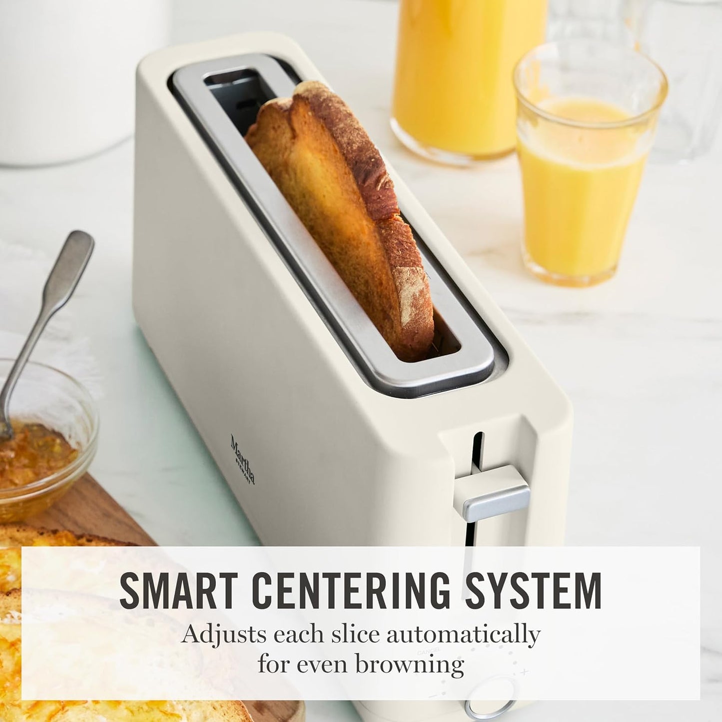 Martha Stewart 2-Slice Long Slot Toaster - Extra Wide for Sourdough & Bagels | 10 Shade Settings, Slim Design