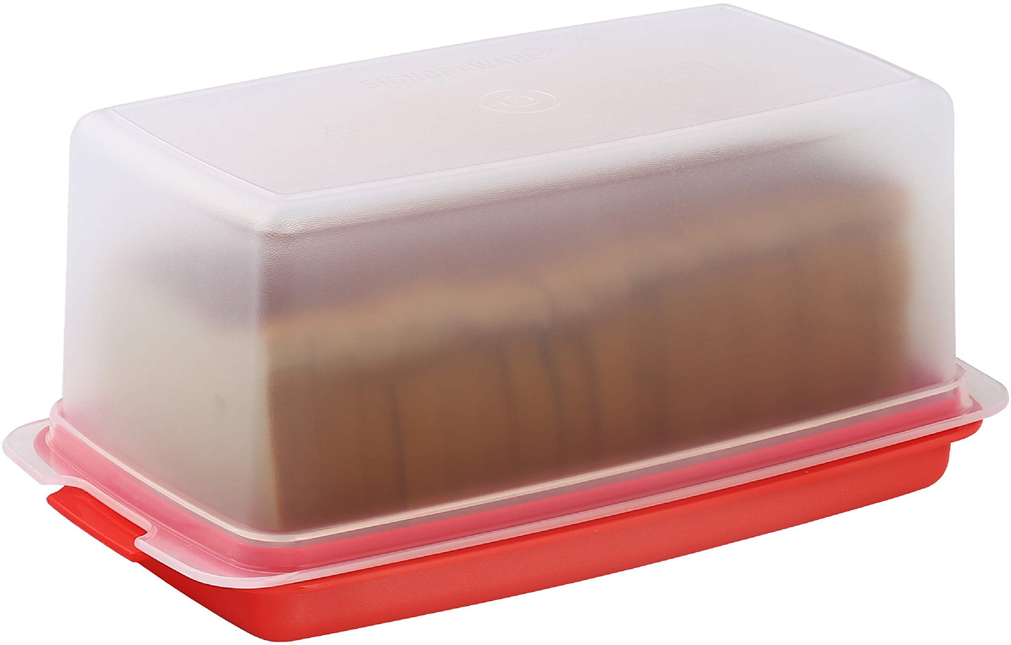 Bread Box -Dual Use Bread Holder/Airtight Plastic Food Storage Container for Dry or Fresh Foods -2 in 1 Bread Bin- Loaf Cake Keeper/Baked Goods -Keeps Bread Fresh- Red and Clear Cover - (Red)