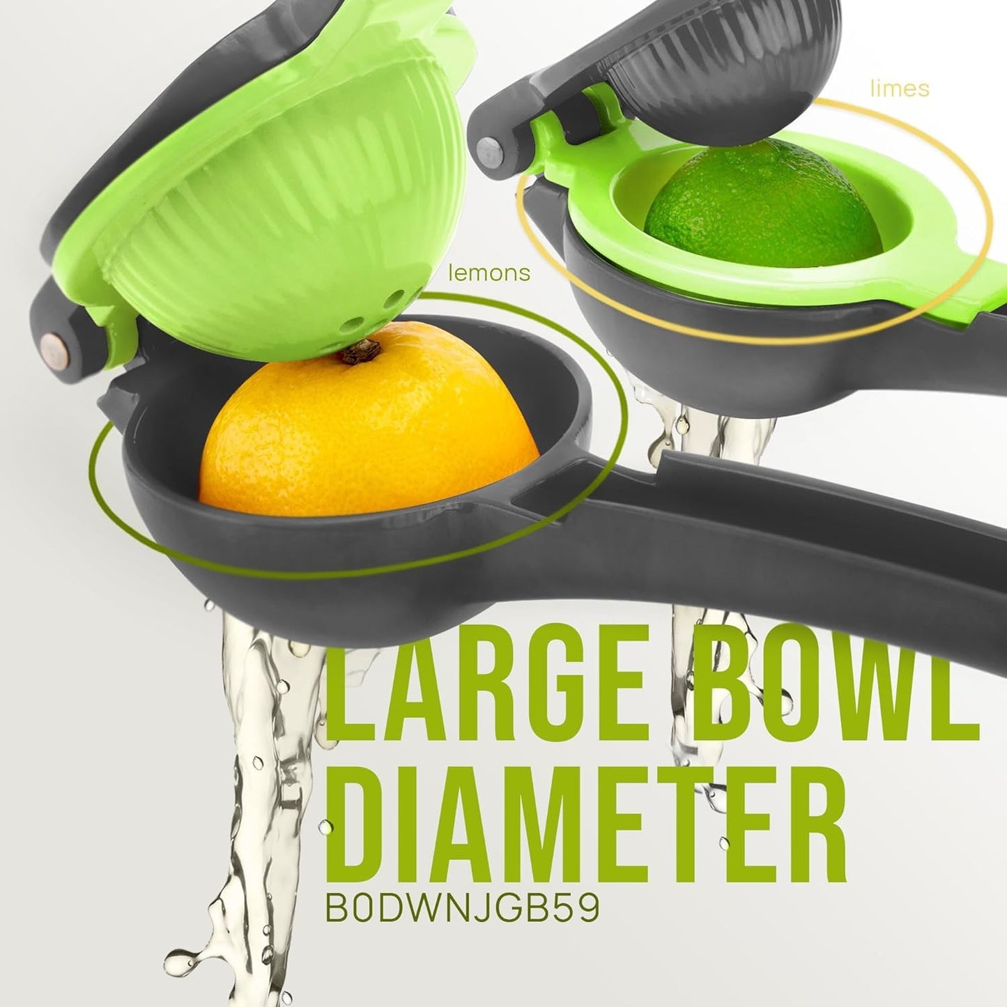 Zulay Kitchen 2-in-1 Lemon Squeezer - Max Extraction Hand Juicer for Easy Citrus Juicing - Gray/Lime