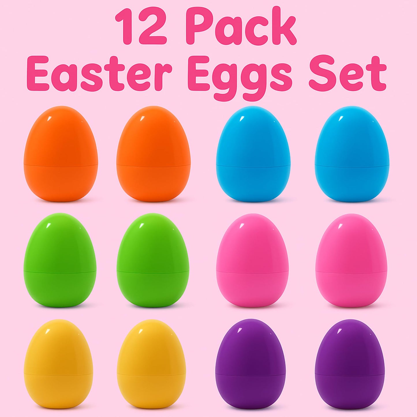 Celmuron 12 Pack Large Easter Eggs – 3.74'' Bright Plastic Fillable Eggs for Easter Egg Hunt, Party Favors, Surprise Gifts