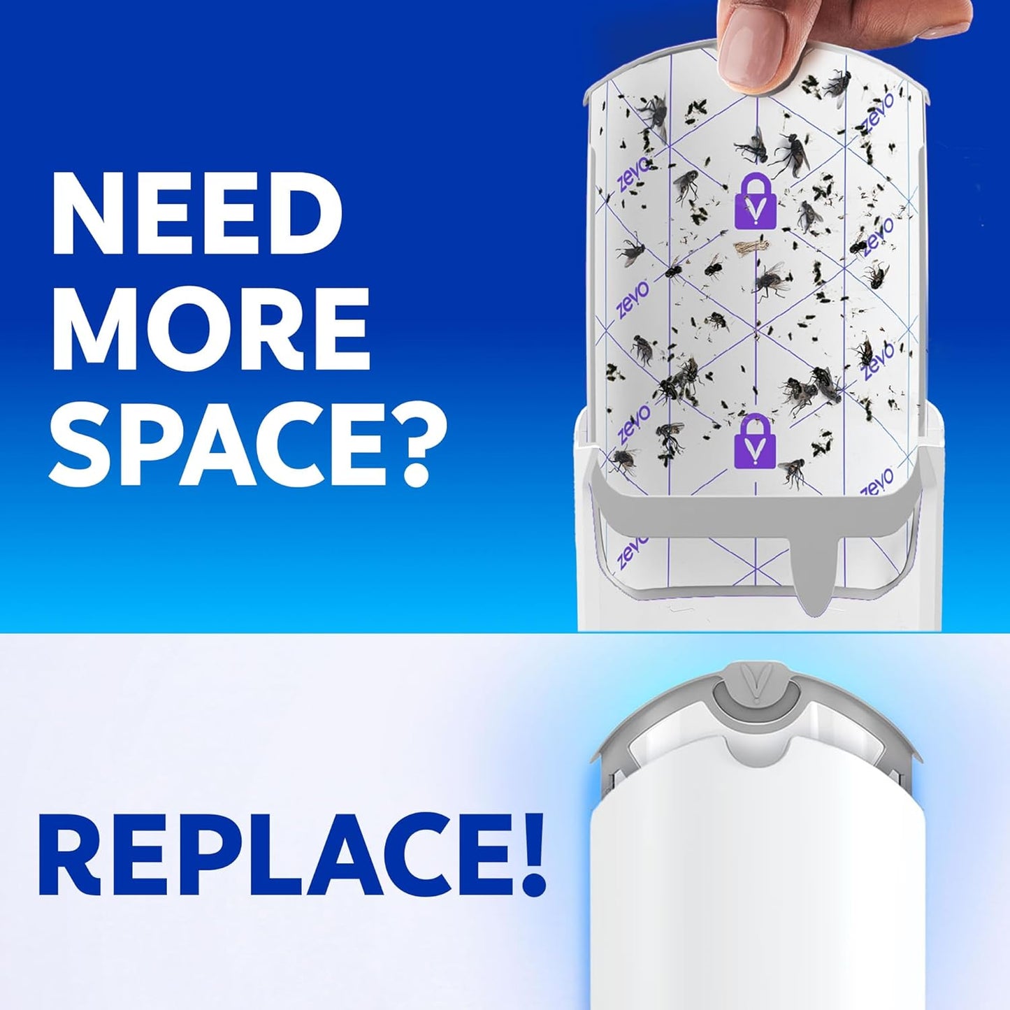 Zevo Flying Insect Trap Refill Cartridges - Trap+Lock Technology for Gnats & Flies | 6 Pack