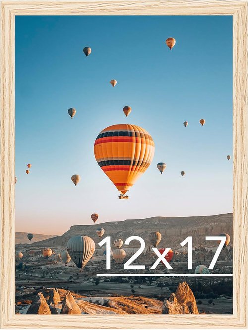 JCJMY 12x17 Picture Frame - Versatile Wall Mounting for Horizontal or Vertical Display | Natural Finish with Shatter-Resistant Plexiglass