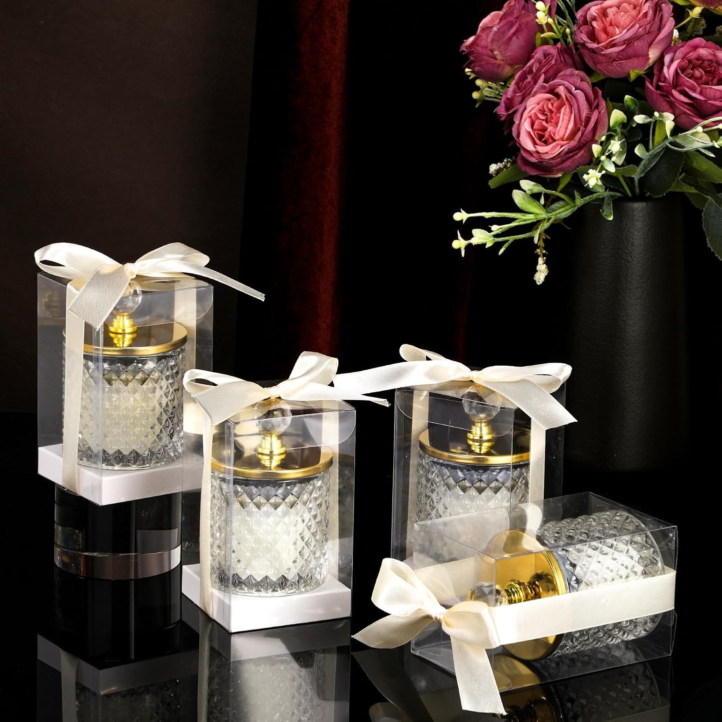 12 Pack Wedding Candle Favors for Guests in Glass Personalized Favors Candles Bulk Souvenirs Bridal Proposal Gift Thanks for Coming Wedding Party(Stylish Style)