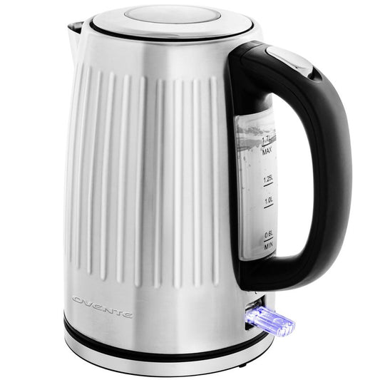 OVENTE Electric Kettle, 1.7L Stainless Steel Fast Boiling Water Heater with 1750W Power, BPA Free & Cordless Body, Auto Shut-Off, Boil-Dry Protection, Indicator Light & Removable Filter, Silver KS711S