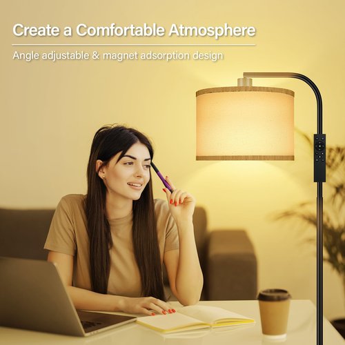 Dimmable Floor Lamp for Living Room,Arc Sofa Lamps with Remote Control,Stepless Dimmable Brightness & Colors Temperature 2700k-6500k,67 In,Tall Flexible Standing Lamp for Bedroom Study Room Office