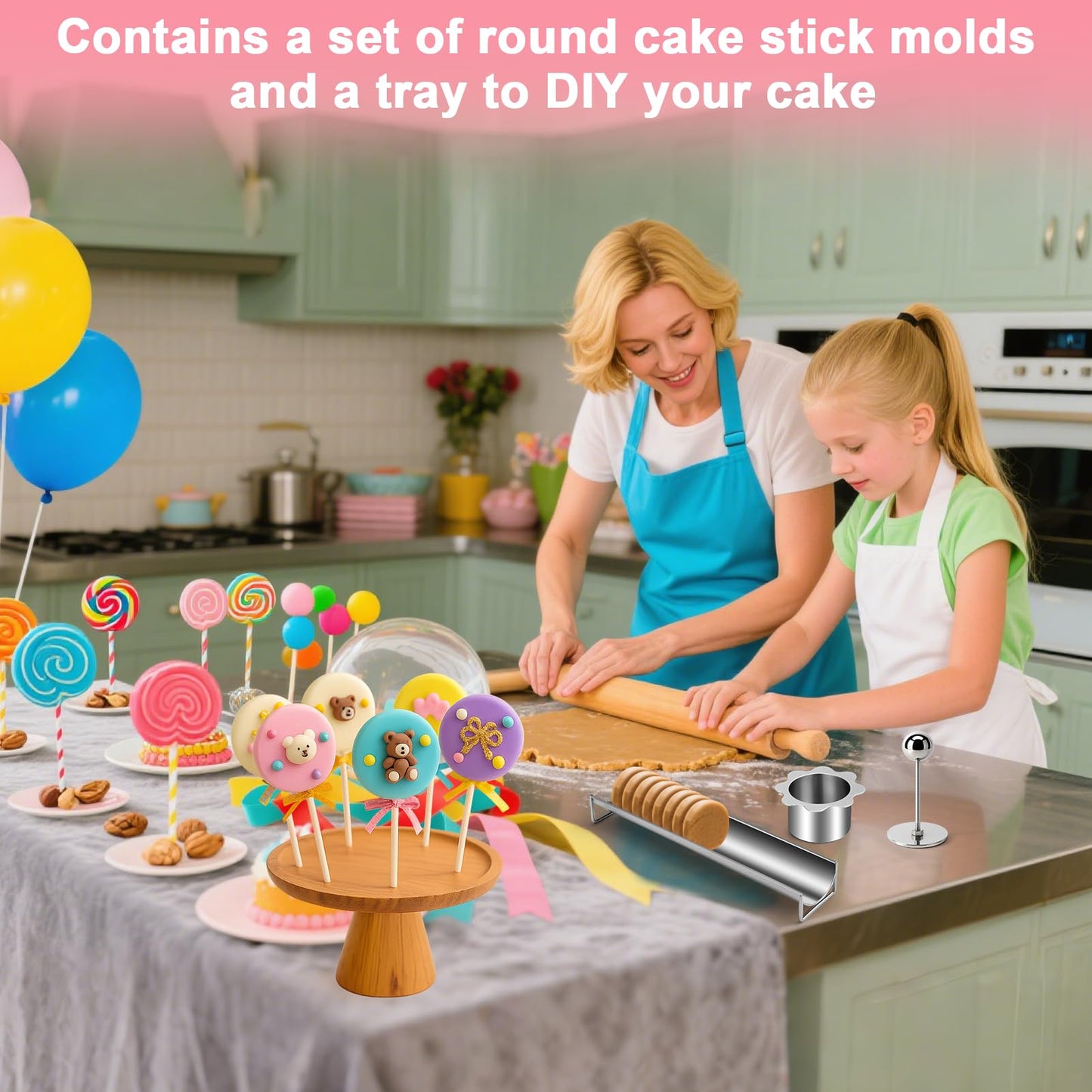 Palksky Cake Puck Mold Set, Chocolate Covered Cake Molds, Round Cake Pop Molds Silicone for Candy Chocolate Desserts Making Set of 3