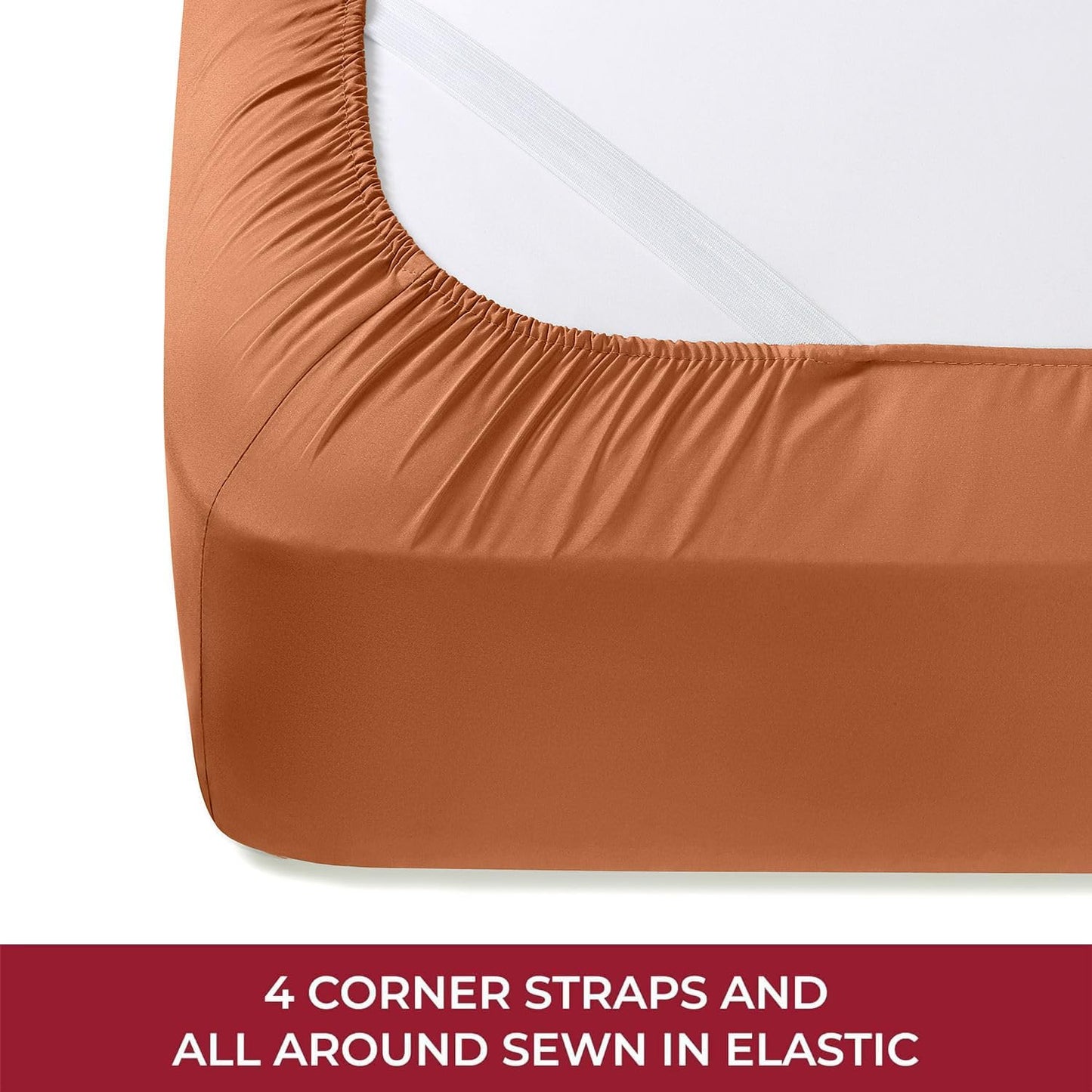 Mellanni RV Short Queen Sheets - Luxury 4 PC Bedding Set | Extra Soft, Cooling, Deep Pocket (Terracotta)