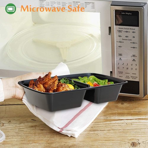 Enther Meal Prep Containers - 20 Pack 2-Compartment Bento Boxes | BPA Free, Stackable & Reusable | 32 oz, Microwave/Dishwasher Safe