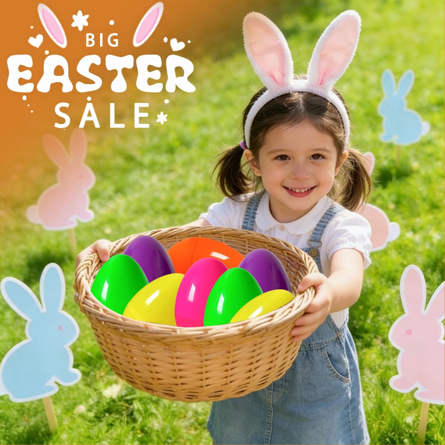 Jyluma 18 Pack 5 Inch Large Easter Eggs Big Colorful Easter Eggs for Refillable Basket Fillers Flat Bottom Plastic Easter Eggs Empty Surprise Eggs for Easter Hunt Party Favor