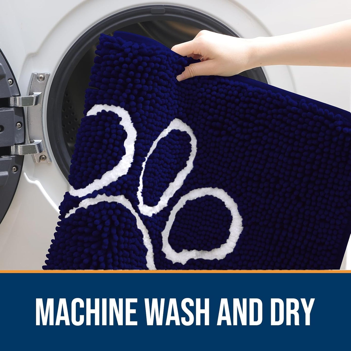 OLANLY Dog Door Mat - Absorbent Non-Slip Mud Mat for Muddy Paws | 36x24 Navy Blue Chenille Design