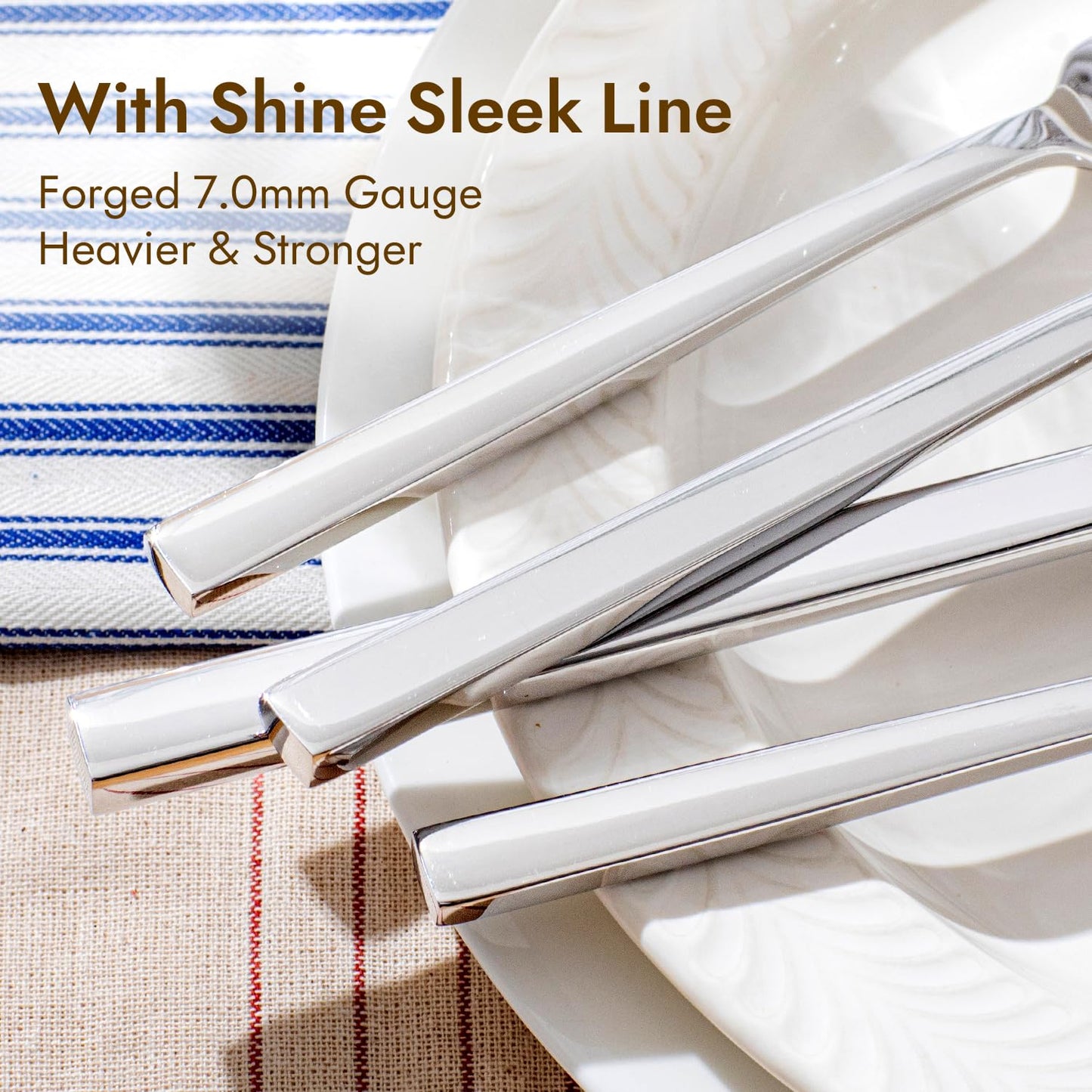 KINGSTONE Silverware Set, 30-Piece Flatware Cutlery Set Premium Stainless Steel, Service for 6, for Kitchen, Home, Wedding, Party, Mirror Polished and Dishwasher Safe