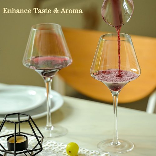 BACLIFE Red Wine Glasses Set of 4 – 20 oz Premium Crystal Wine Glass With Long Stem – Hand Blown Large Burgundy Wine Glasses for Wedding, Anniversary, Christmas