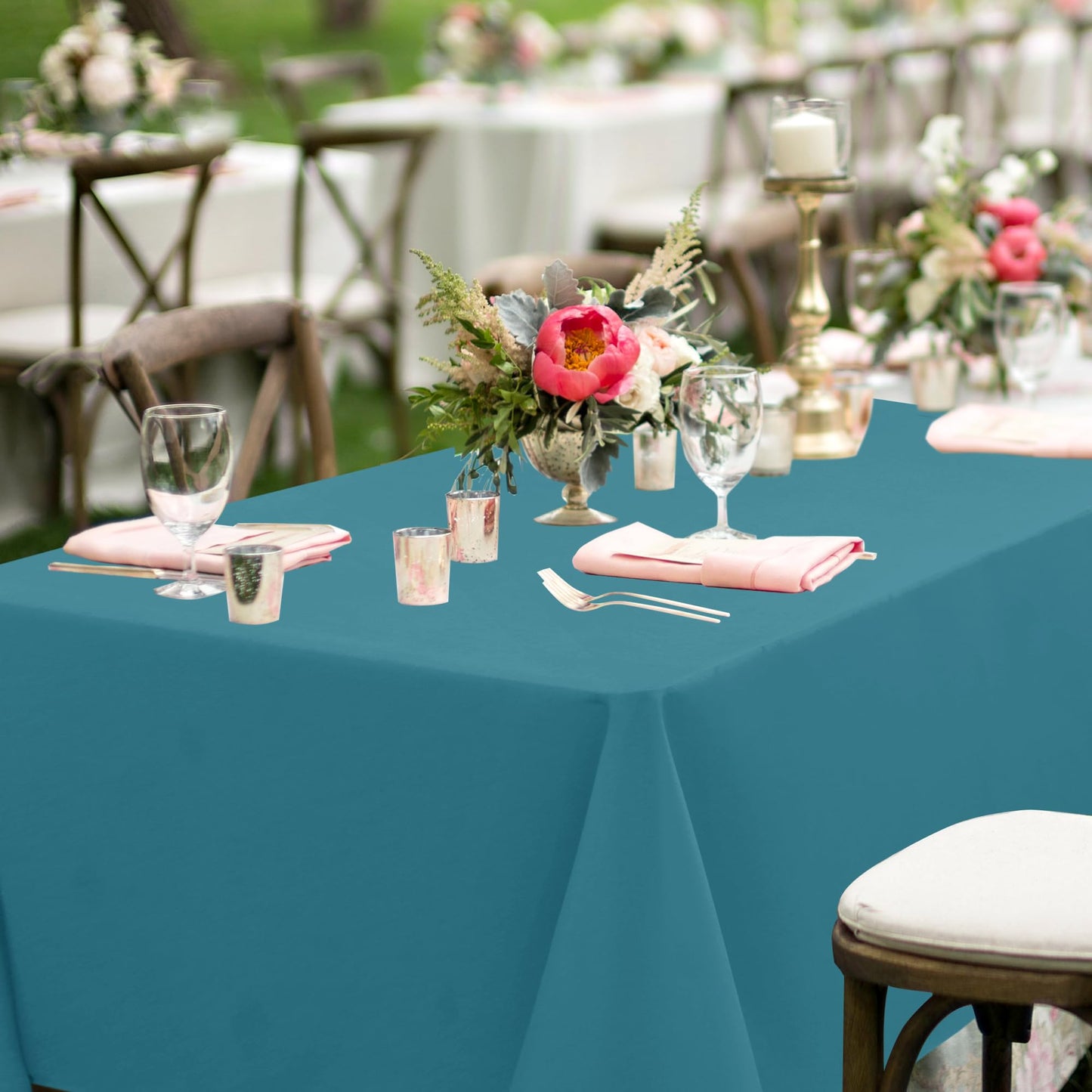 sancua Teal Tablecloths for 6 Foot Rectangle Tables, 8 Pack - Washable Polyester Fabric Table Cloth for Wedding Party, Birthday, Banquet Reception, 54x108 Inch
