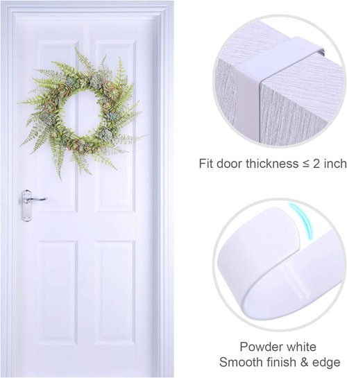 ESFUN Black Wreath Hanger - Durable Metal Over The Door Hook for Christmas Decor | 12 Inch, 2 Pack