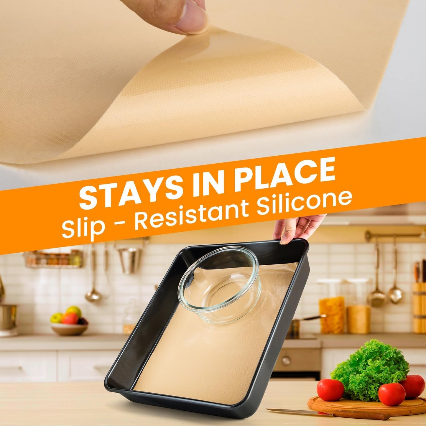 Skiennix Silicone Baking Mat Roll - Heat Resistant Non-Stick Pastry & Dough Rolling Mat | Reusable Countertop Protector