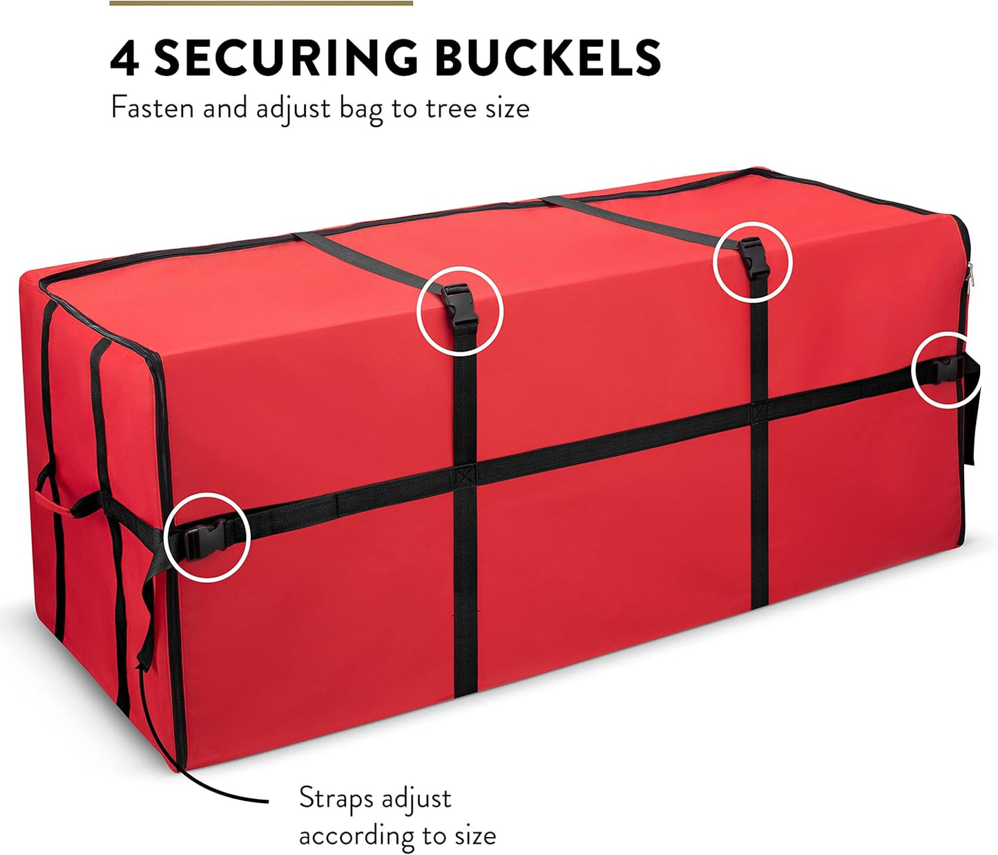 ZOBER Christmas Tree Storage Bag | Fits 9 Ft Trees - Durable 600D Oxford Fabric - Easy Access Design - Red