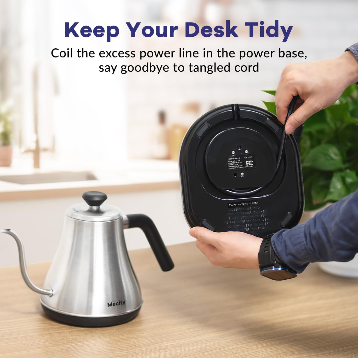 Mecity Electric Gooseneck Kettle With LCD Display Automatic Shut Off Retro Coffee Kettle Temperature Control Hot Water Boiler to Pour Over Tea, 1200 Watt Quick Heating Tea Pot, 0.8L, Stainless Steel