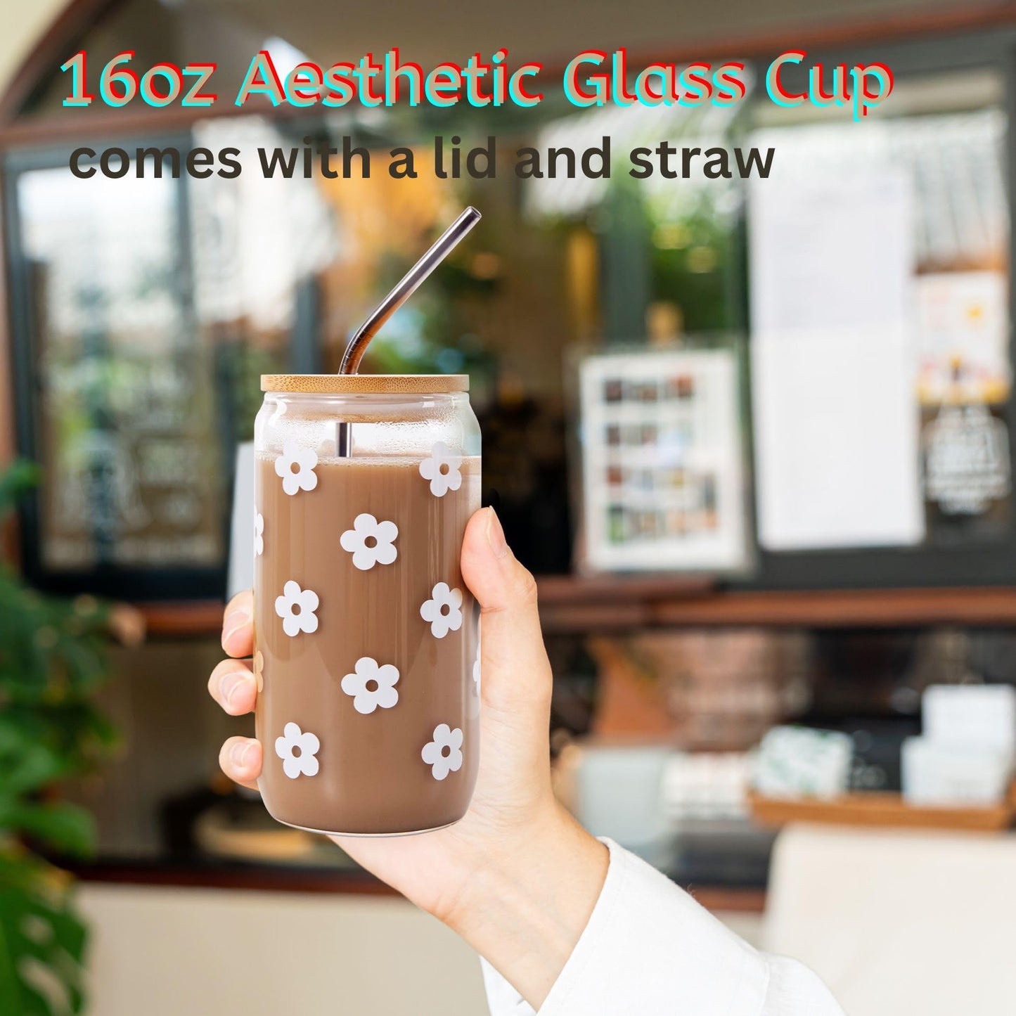 JTEWB Birthday Gifts For Women, Teen Girl, Her, Happy Birthday Gift Box For Girl, Women, Sister, Daughter, Friends, Cute Daisy Aesthetic Glass Cups Gift Set 7pcs