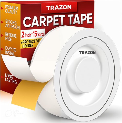 Carpet Tape Double Sided - Heavy Duty Rug Grippers for Hardwood Floors | Strong Adhesive, Residue Free (2 Inch / 15 Yards)